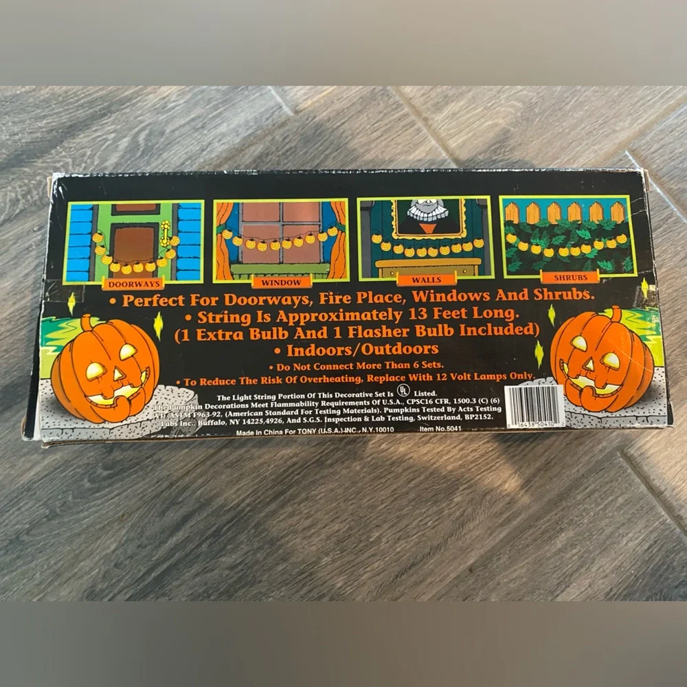 Vintage Electrified-Terrified Blinking Halloween Jack-O'-Lantern Light String